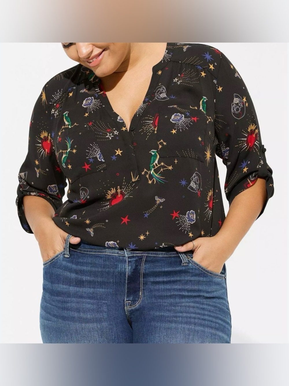 Torrid Harper Size O Skull Blouse